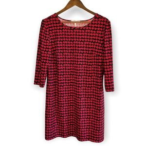 Jude Connally Red & Black Houndstooth Dress Size XL Made in USA Spring